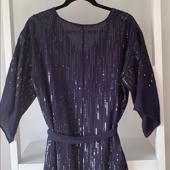 Halston Heritage Navy Kimono Cocktail Dress - Picture 6 of 7